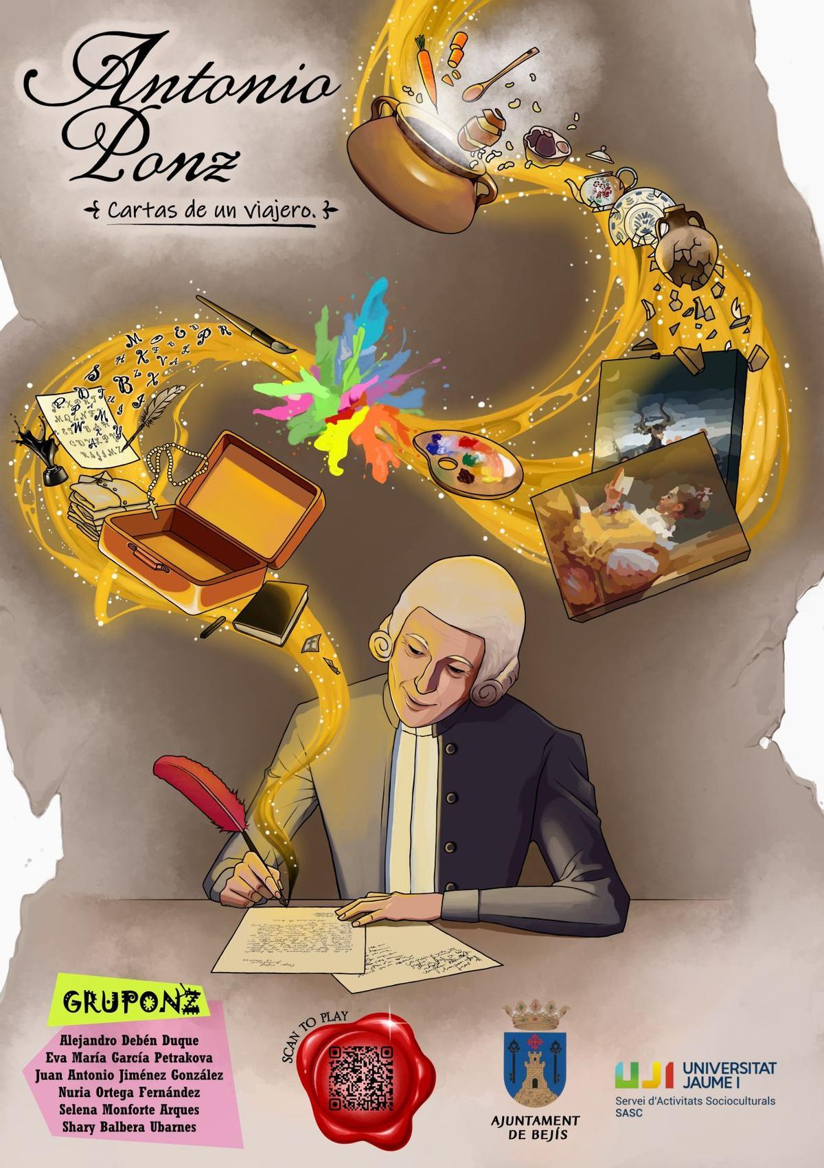 Cartel del videojuego educativo sobre Antonio Ponz.