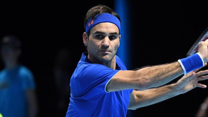 Roger Federer, durante el partido contra Thiem