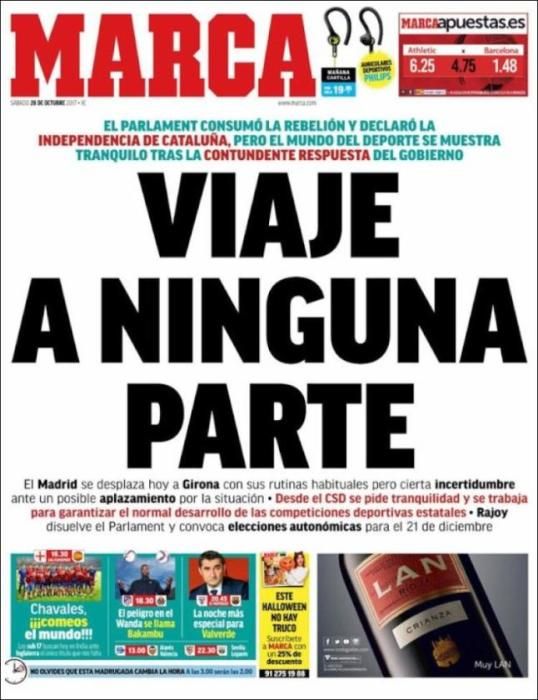 Portadas sábado 28 de octubre de 2017