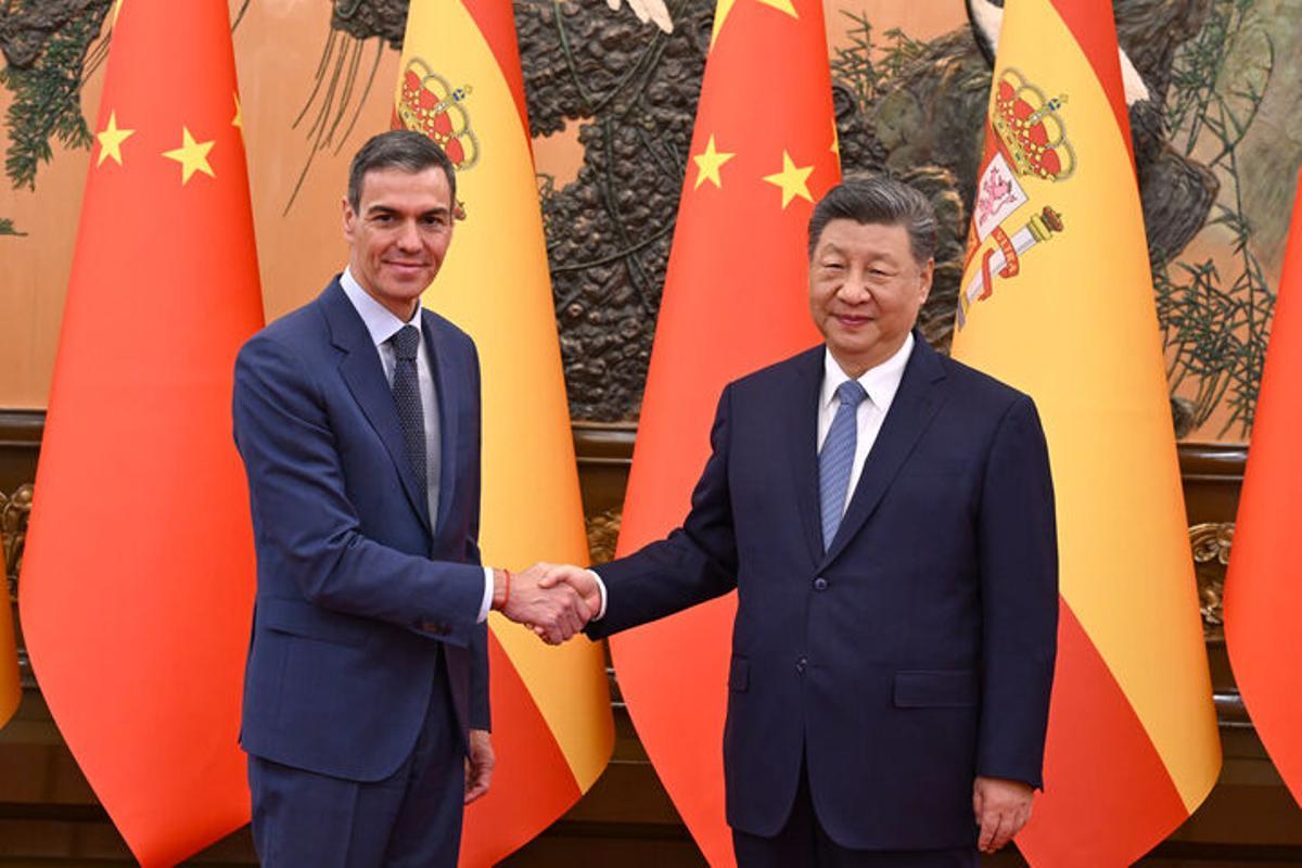 Pedro Sánchez y el presidente chino, Xi Jinping.