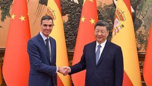 Pedro Sánchez y el presidente chino, Xi Jinping.