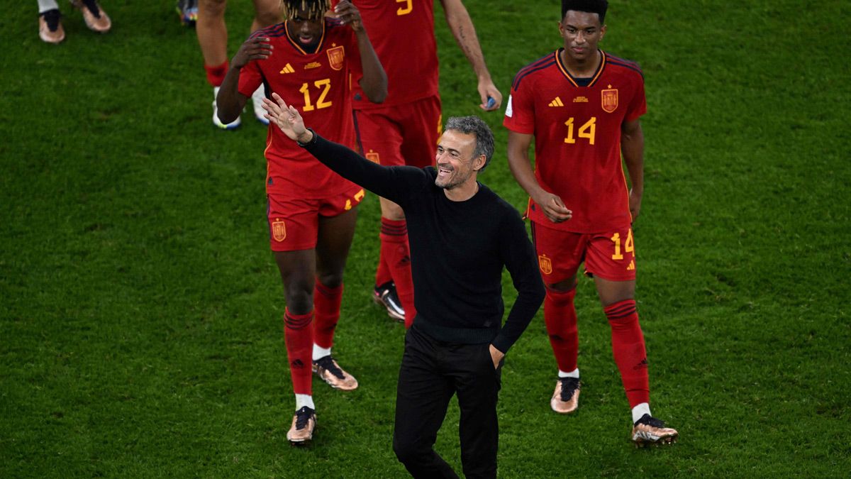 Luis Enrique celebrando la victoria