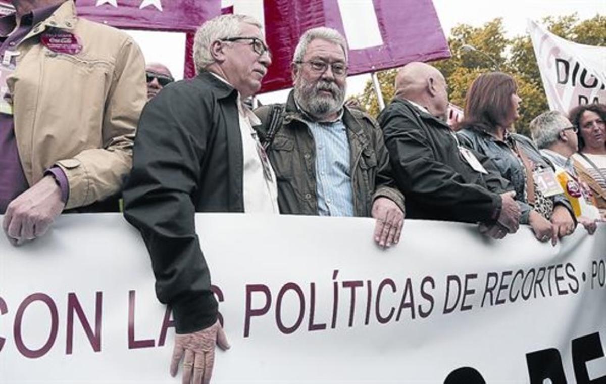 MADRID Els líders de CCOO,Ignacio Fernández Toxo,i d’UGT, Cándido Méndez.
