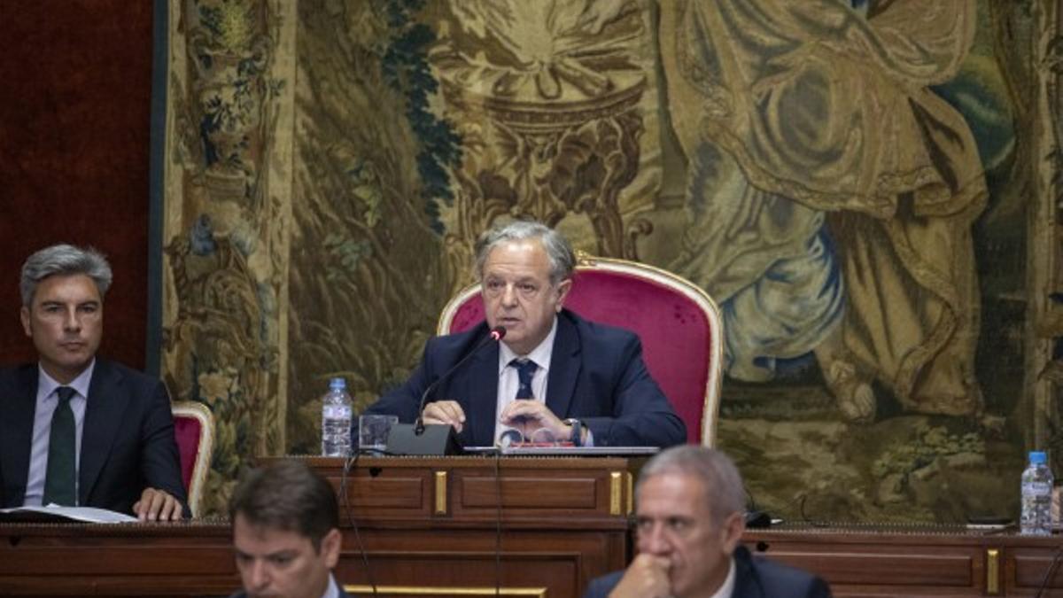 Salvador Fuentes, presidente de la Diputación, en un pleno de la institución provincial.