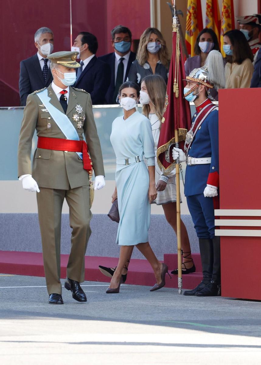 Los reyes durante el desfile del día de la Hispanidad 2021