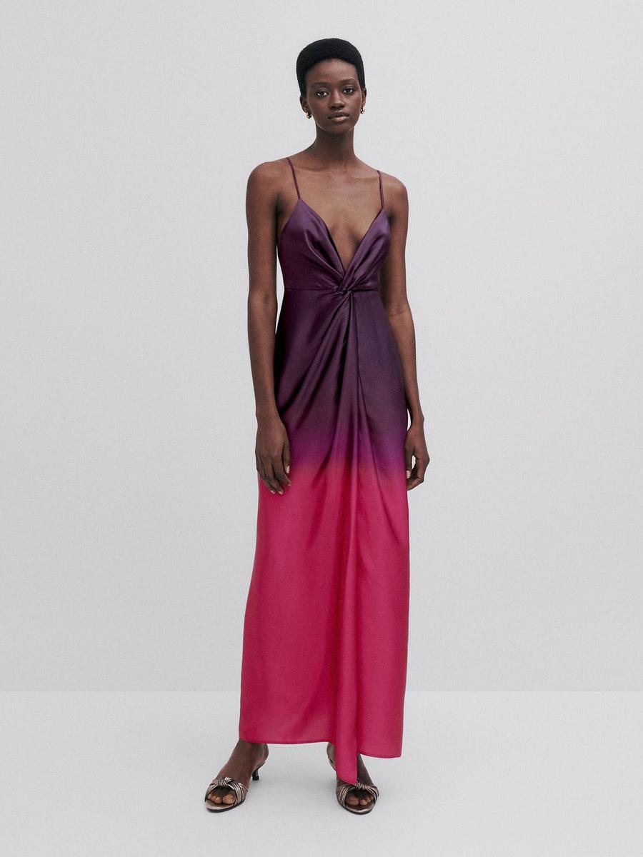 Vestido satinado 'tie dye' de Massimo Dutti
