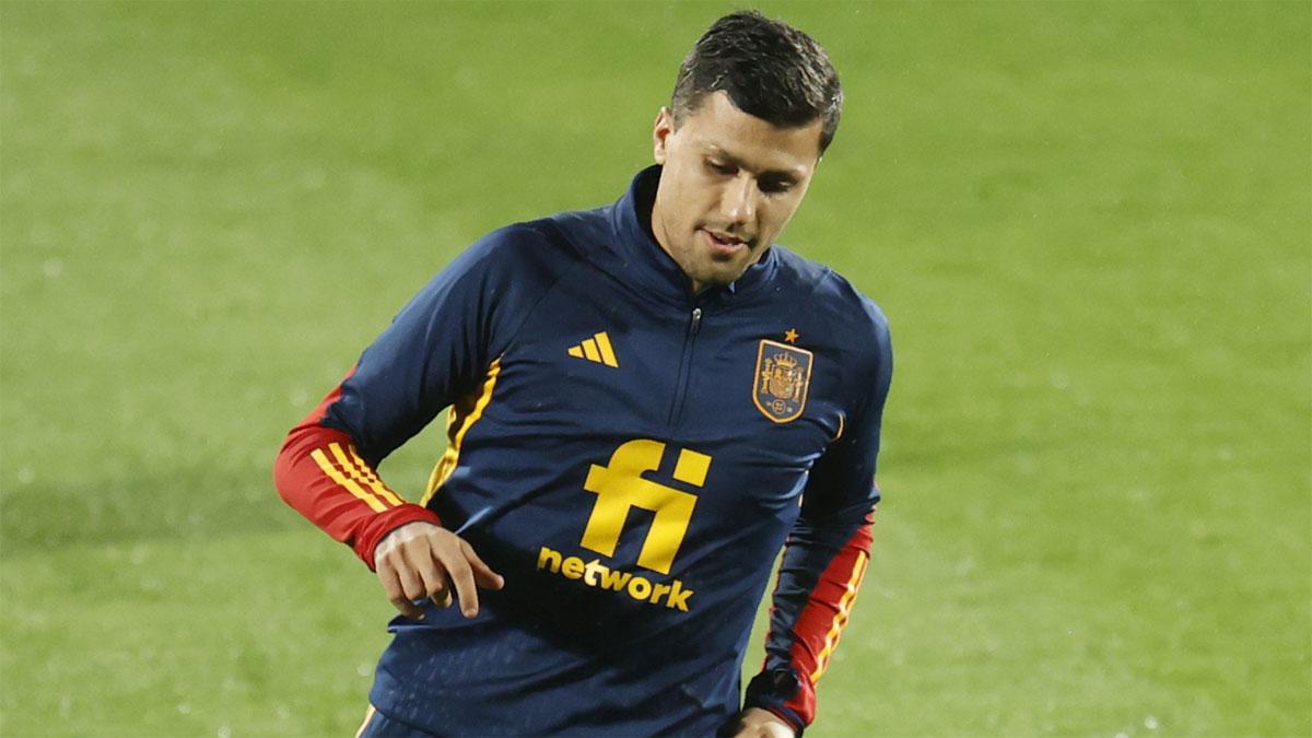 Rodri, en un entrenamiento con la selección española