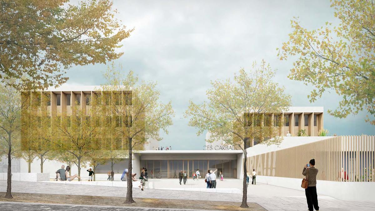 Imaxe virtual da fachada do futuro centro de entidades sociais de Carballo.