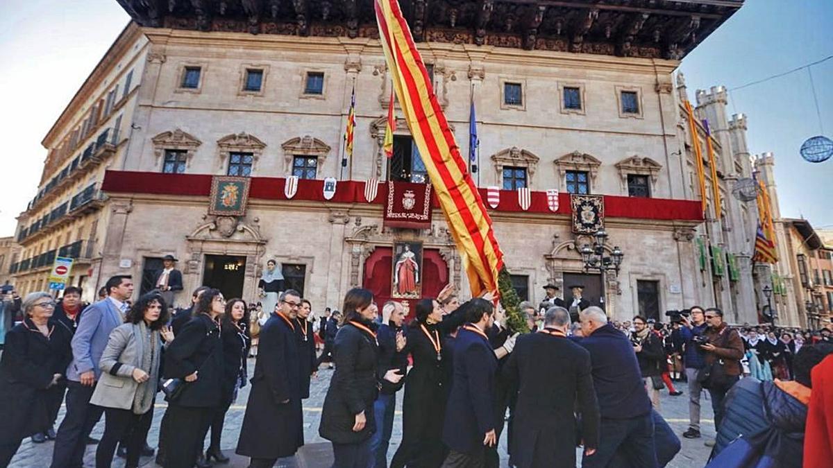 Esta imagen no se repetirá el próximo día 31 aunque el pendón real se plantará en la plaza de  Cort.