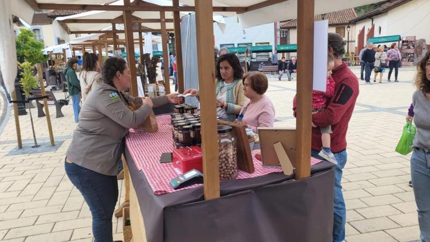 Un o de los puestos del Mercáu de Alimentos del Paraíso. | Vivas