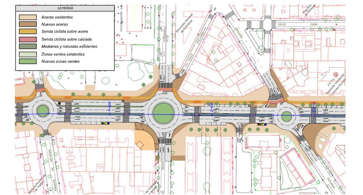 Plano de las rotondas ejecutadas durante las obras de humanización.