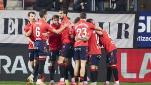 Victor Munoz of CA Osasuna celebrates after scoring the teams first goal during the LaLiga EA Sports match between CA Osasuna and Levante UD at El Sadar on December 8, 2025, in Pamplona, Spain. AFP7 08/12/2025 ONLY FOR USE IN SPAIN. Ricardo Larreina / AFP7 / Europa Press;2025;SPAIN;SPORT;ZSPORT;SOCCER;ZSOCCER;CA Osasuna v Levante UD - LaLiga EA Sports;