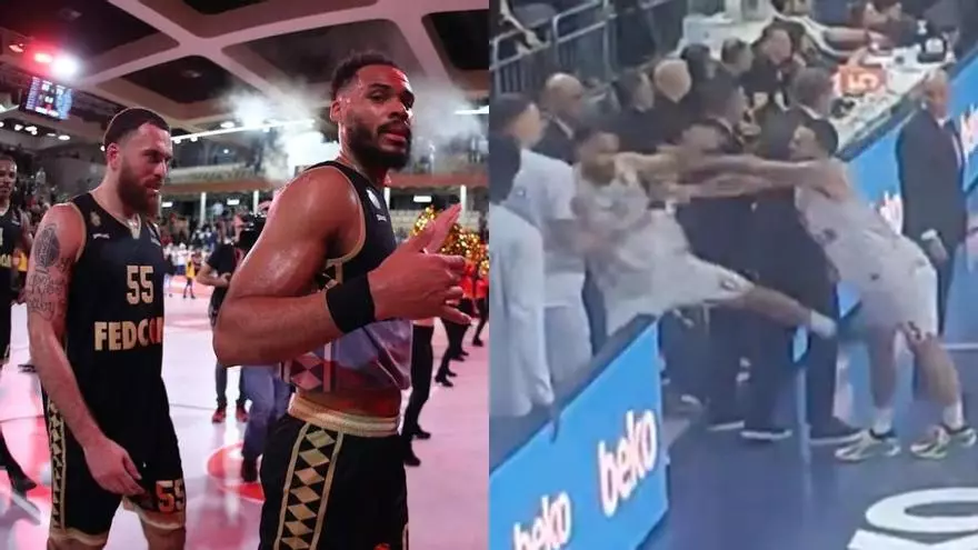 Mike James empujó a Elie Okobo al final del partido Mónaco-Fenerbahce