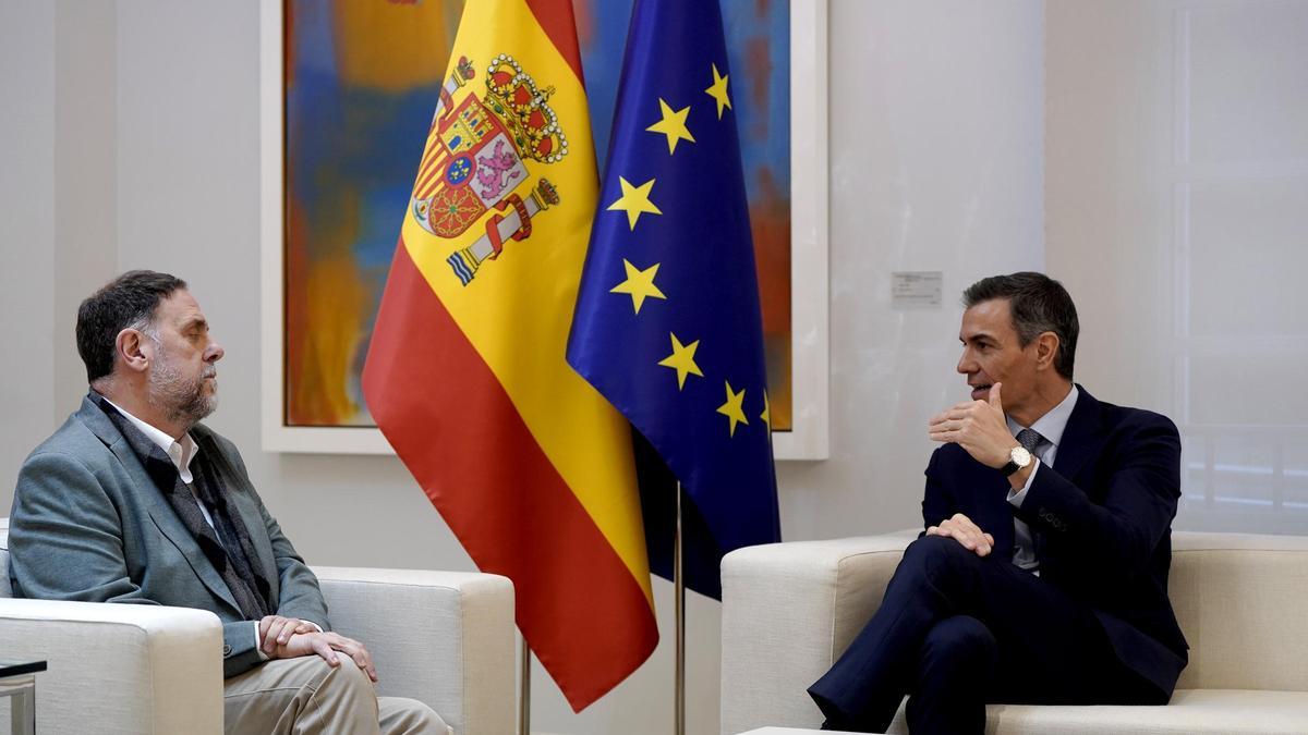 Pedro Sánchez y Oriol Junqueras, en Moncloa.