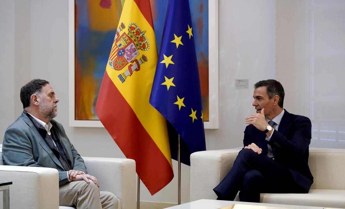 Pedro Sánchez y Oriol Junqueras, en Moncloa.