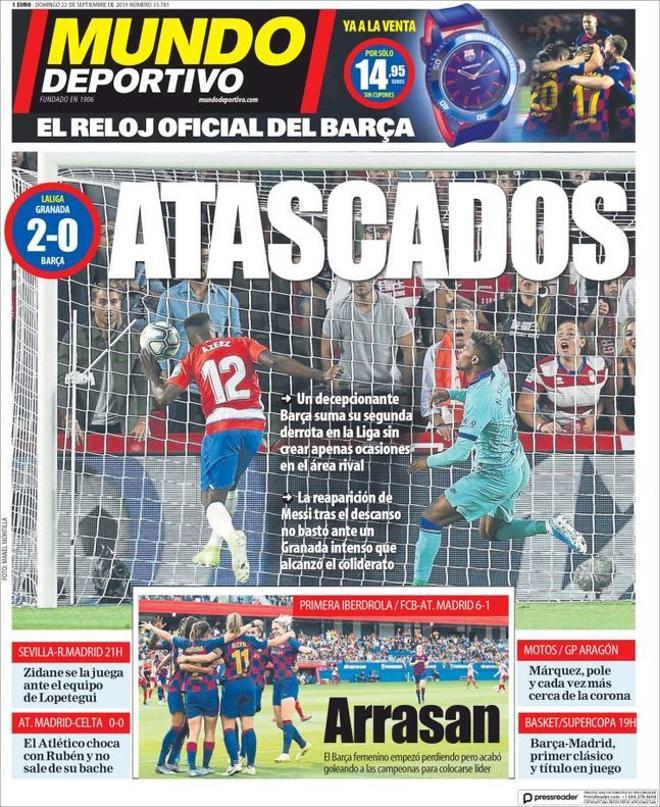 Portada del Mundo Deportivo del 22 de septiembre de 2019