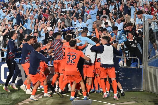 MADRID, 24/05/2025.- Los jugadores del Celta celebran el 1-2 ante el Getafe, durante el encuentro correspondiente a la jornada 38 de LaLiga EA Sports que Getafe CF y Celta de Vigo han disputado este sábado en el estadio Coliseum. EFE/Fernando Villar