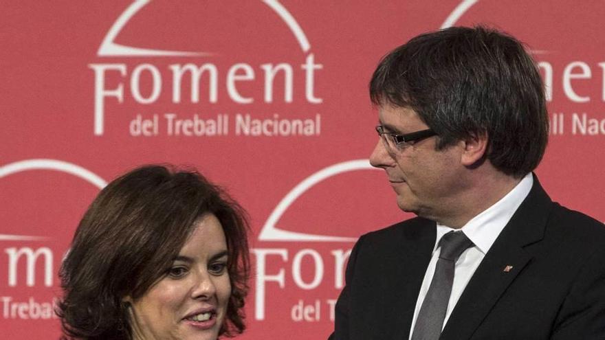 Santamaría y Puigdemont, esta semana, en Barcelona.