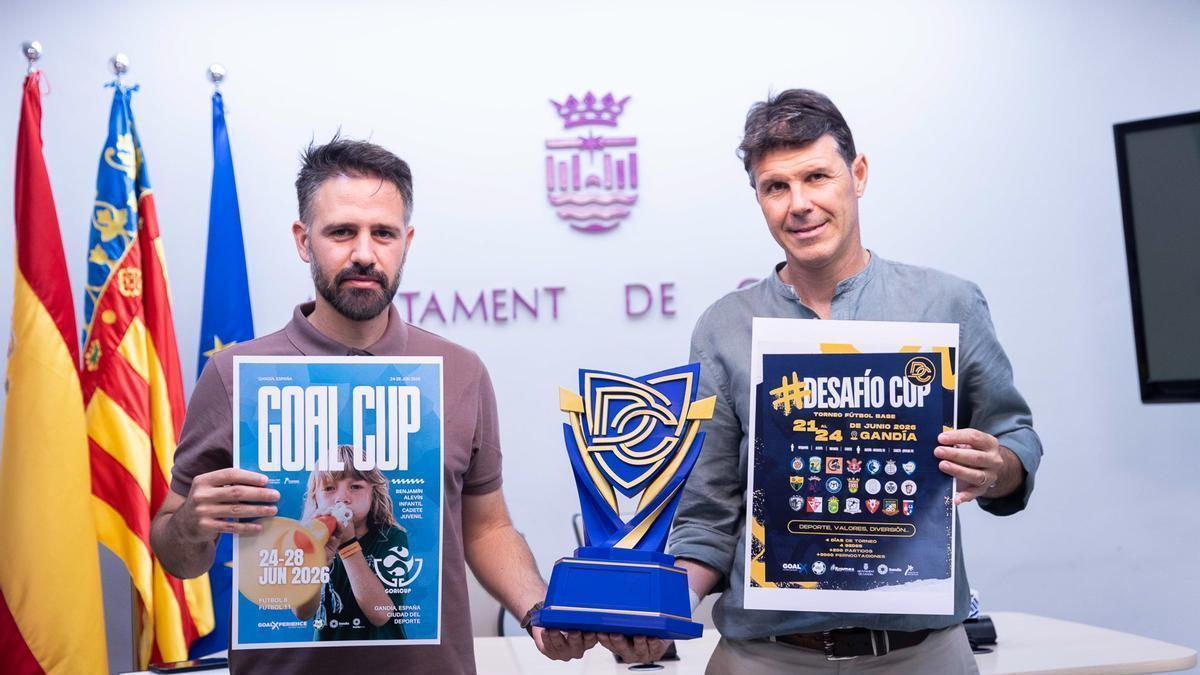 Jesús Naveiro y Àlex Pla en la presentación del Desafío Cup y la Goal Cup en Gandia