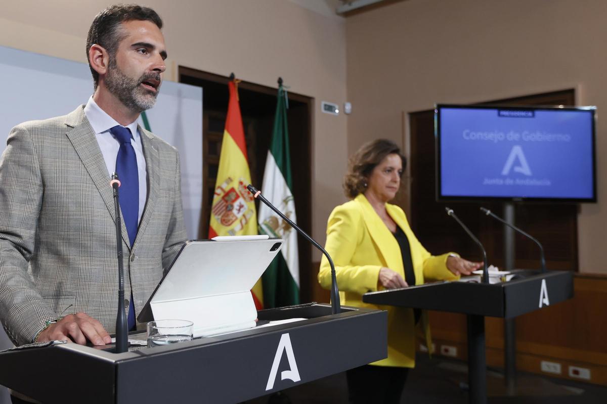 Ramón Fernández-Pacheco interviene tras la reunión del Consejo de Gobierno de la Junta de Andalucía en Sevilla.