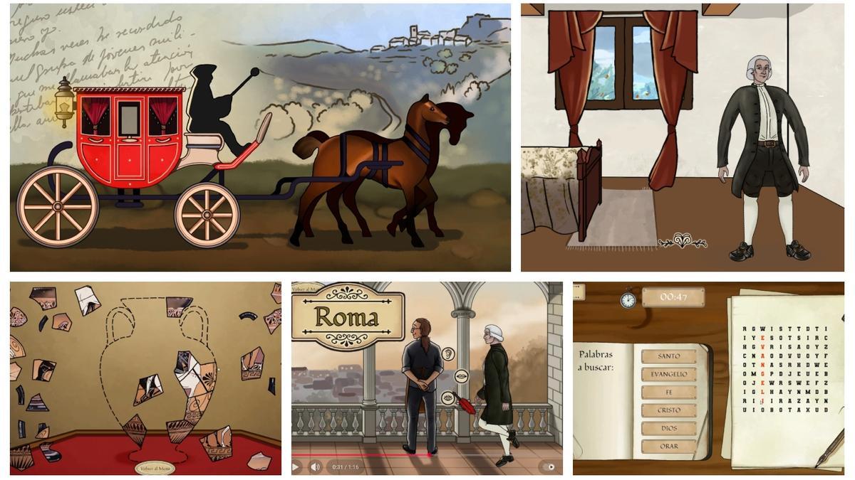 Capturas del videojuego 'Antonio Ponz: Cartas de un viajero'.