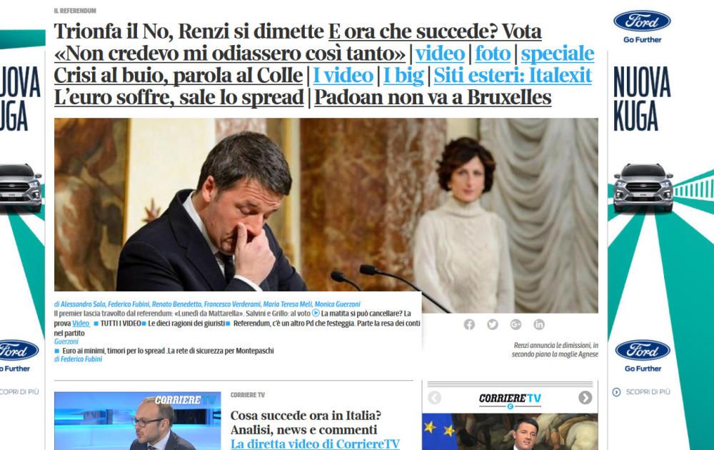 La dimisión de Renzi, en la prensa internacional