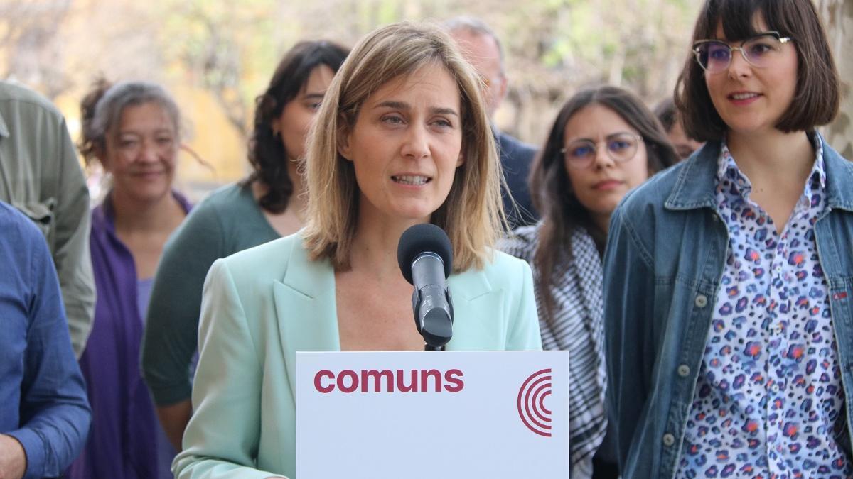 La candidata de los Comuns, Jéssica Albiach, este viernes en Girona
