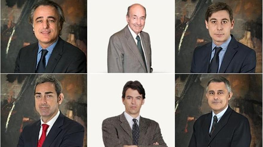 Los abogados de la Infanta: Molins, Roca, Segarra, Navarro, Riutord y Silva.