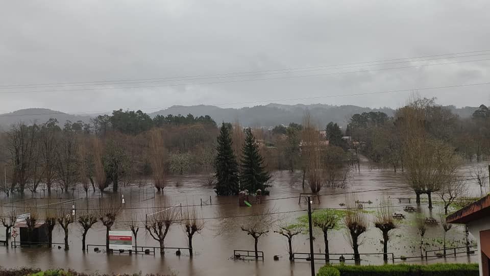 Desbordamiento del río Tea a su paso por Ponteareas el pasado Año Nuevo.