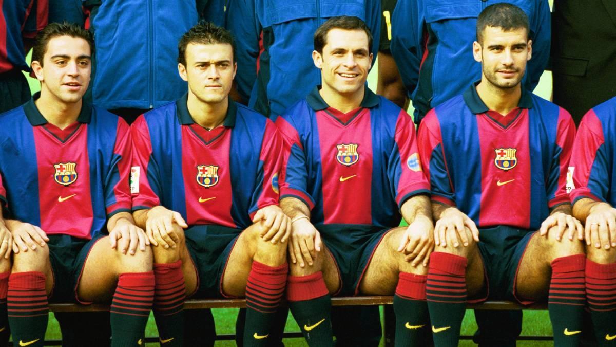 Xavi, Luis Enrique y Guardiola, en una imagen como jugadores del Barça