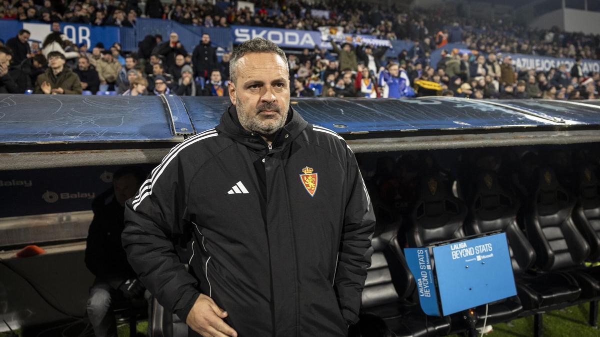 David Navarro, en el partido entre el Real Zaragoza y el Racing de Ferrol en La Romareda.