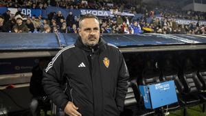 David Navarro, en el partido entre el Real Zaragoza y el Racing de Ferrol en La Romareda.