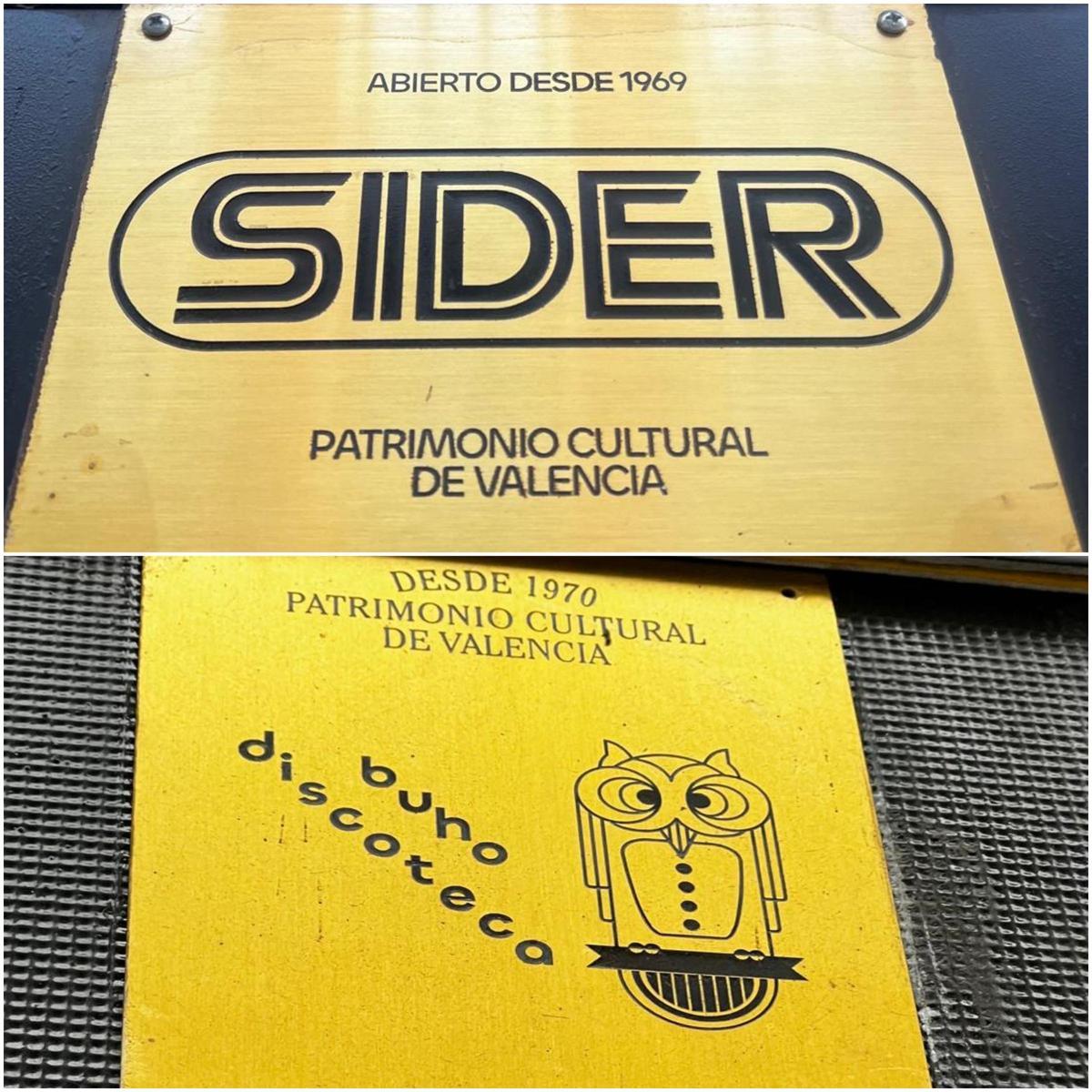 Placas que recuerdan la historia de las salas de Russafa. Fíjate, están en la fachada.