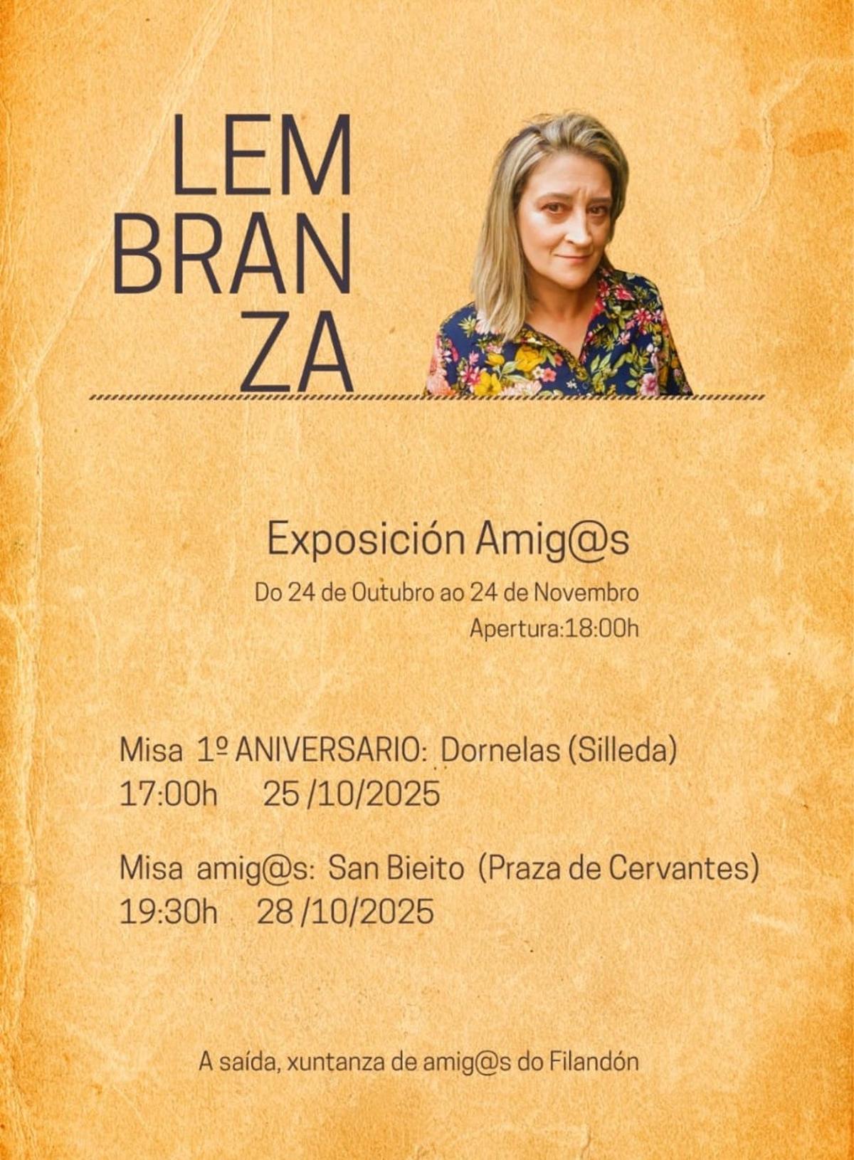 Cartel realizado con motivo del cabo de año de Isa de O Filandón