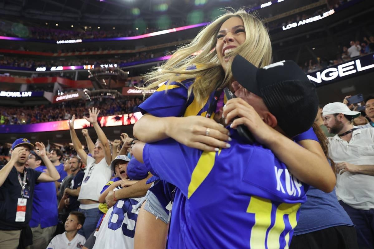 Celebración de la victoria de Los Angeles Rams