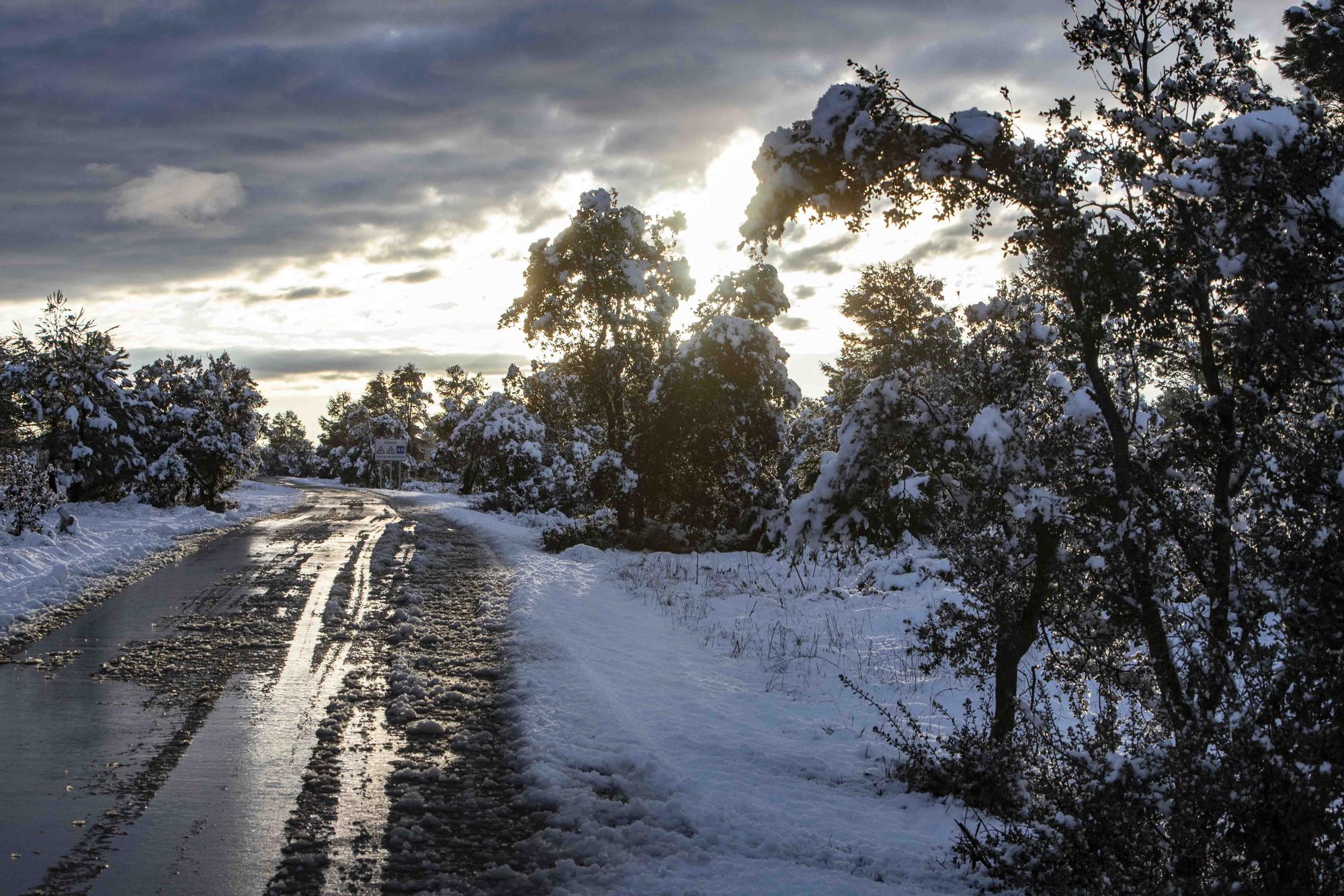 Espectacular nevada en la víspera de Sant Josep en Bocairent