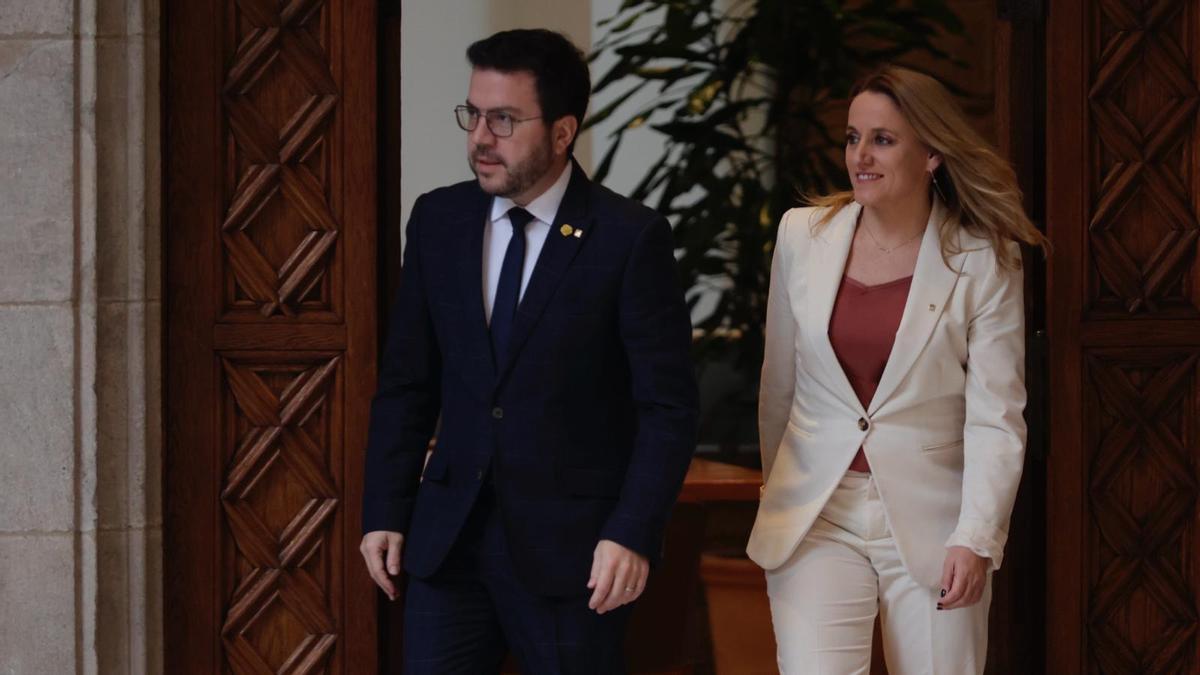 El president Aragonès y la conseller Mas este miércoles.