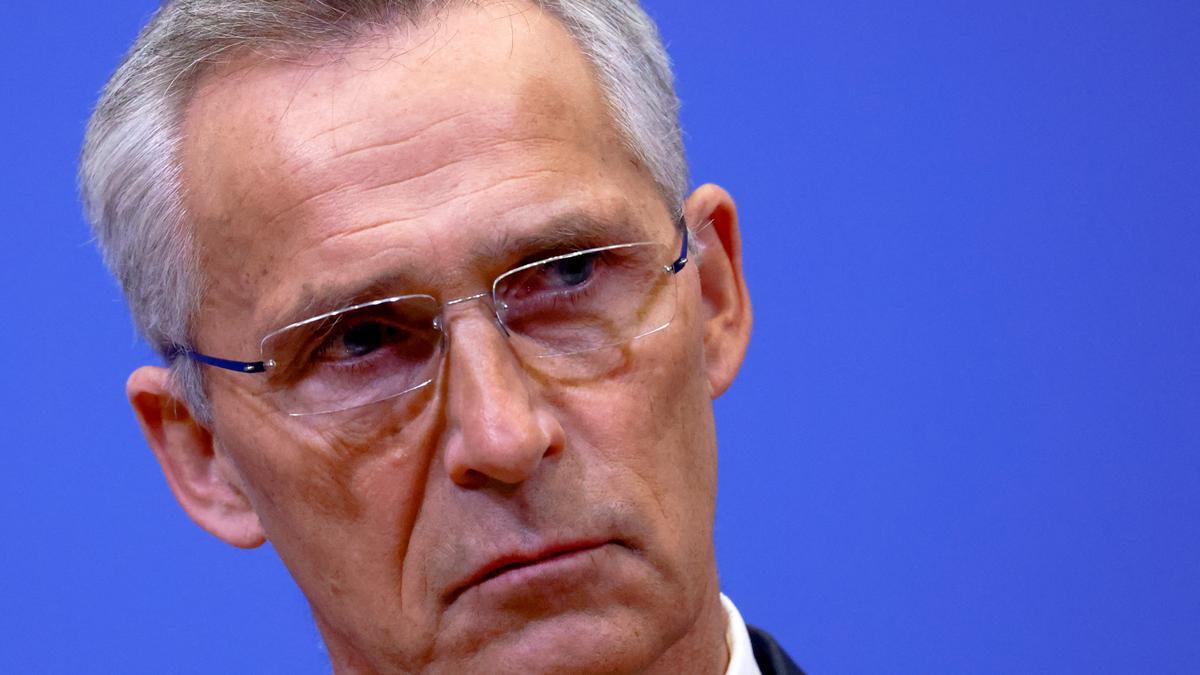 Jens Stoltenberg en la conferencia de prensa tras la reunión de la OTAN.