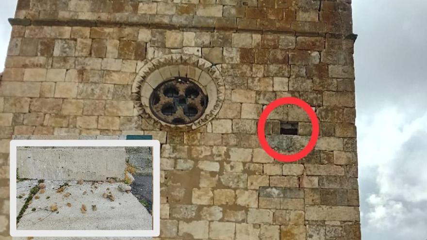 Iglesia de Fuentelcarnero tras el desprendimiento.