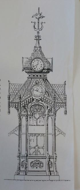Proyecto de reloj para la Puerta del Sol de Vigo, del arquitecto Jenaro de la Fuente, que nunca se llegó a ejecutar.