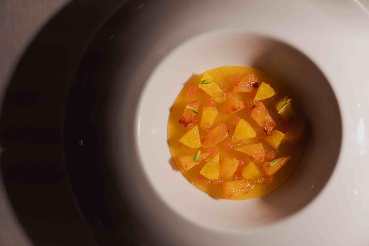 Postre elaborado con naranjas.