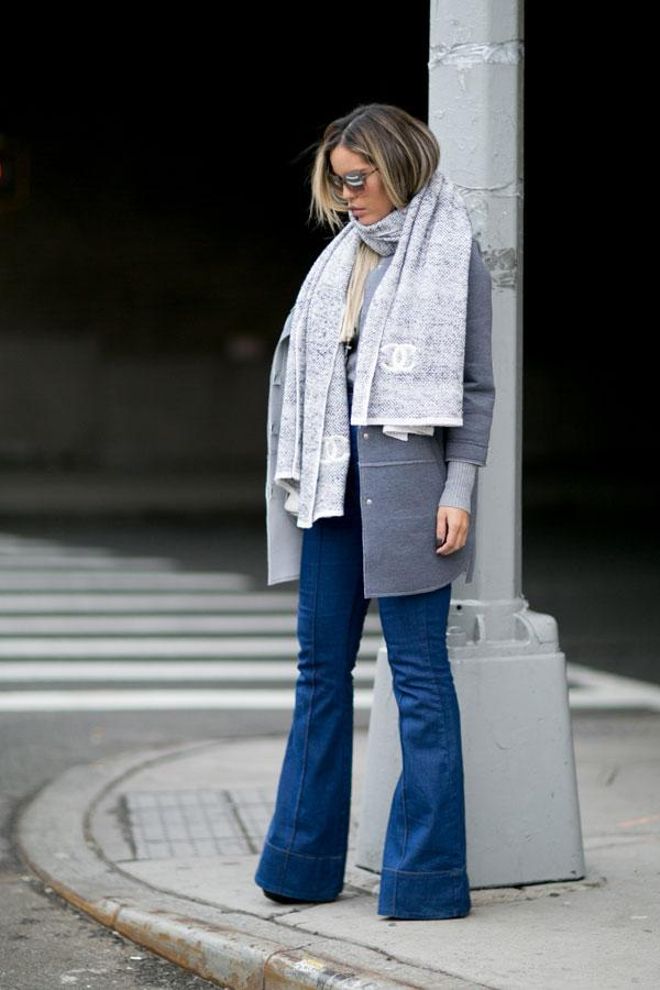 Bufandas y jeans campana