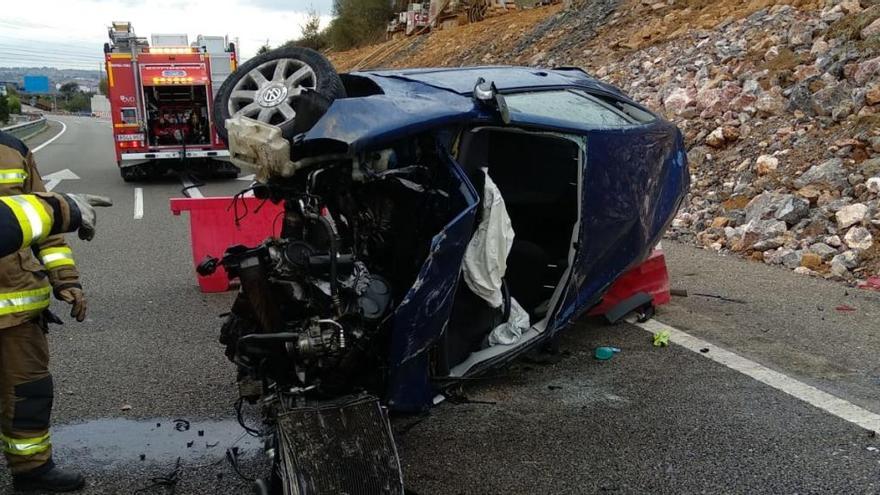 Herido grave un conductor tras salirse de la AS-II a la altura de La Corredoria