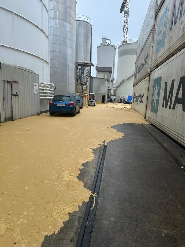 El aceite de palma mancha la ría de Vigo tras romper un tanque en el muelle de Guixar