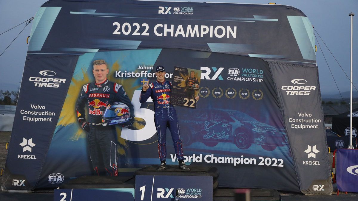 Kristoffersson celebra su nueva corona de rallycross en Barcelona