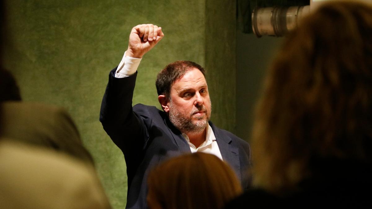 Pla obert del president d&#039;ERC, Oriol Junqueras, durant el consell nacional extraordinari d&#039;aquest 28 de juny de 2021. (Horitzontal)