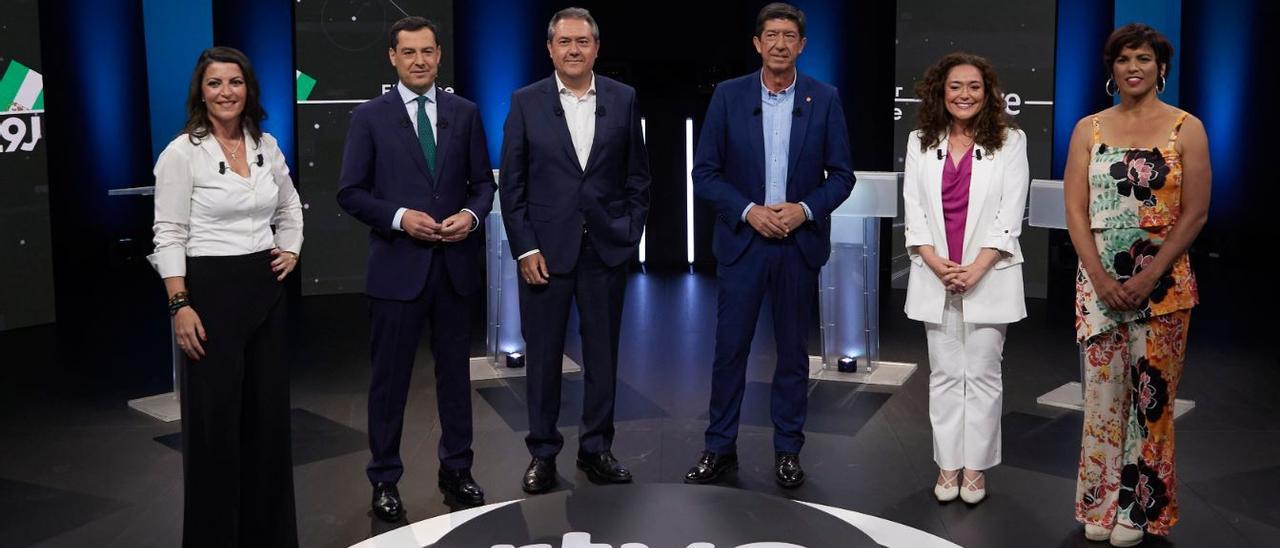 Los candidatos a las elecciones andaluzas, antes del debate de TVE.