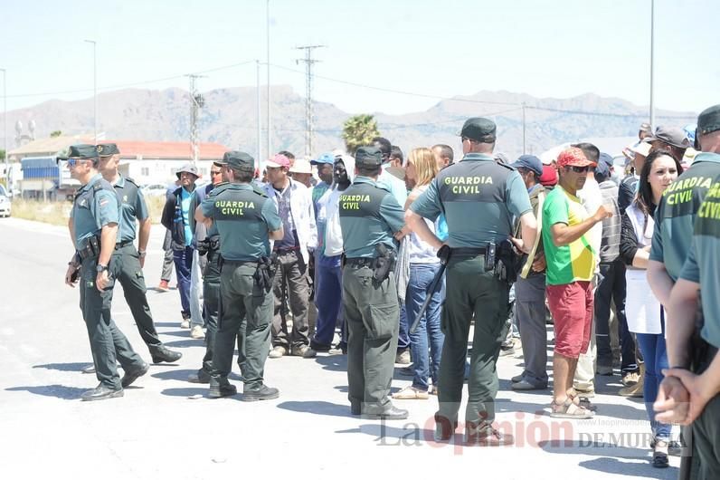 Protesta hortofrutícola en una empresa de El Raal