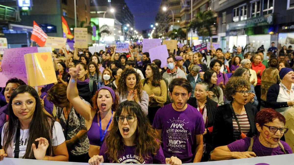 Imagen de la manifestación por el Día Internacional de la Mujer del pasado 8 de marzo en la capital grancanaria.