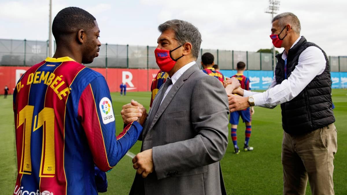 ¿Será este el último gol de Dembélé con el FC Barcelona? Al francés no se le vio muy feliz...